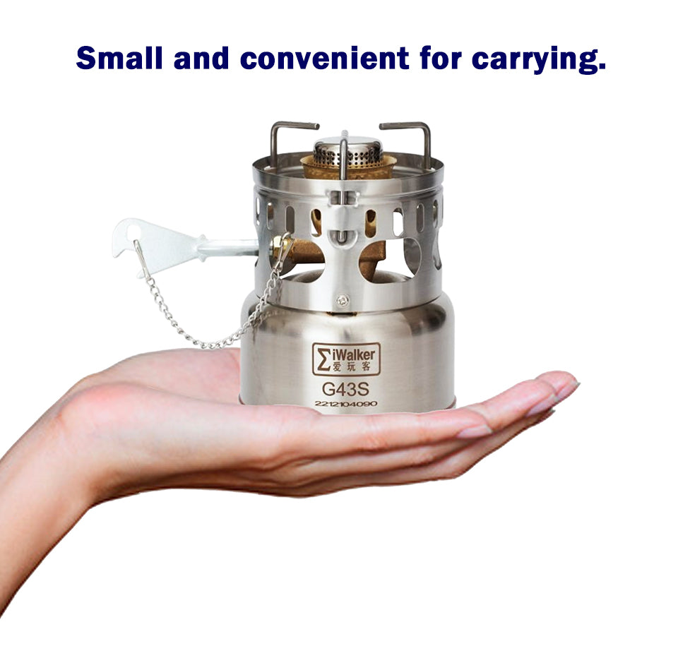 The IWALKER G43S is a compact and portable gasoline stove, which is suitable for cooking during backpacking, mountaineering, hiking and camping trips.