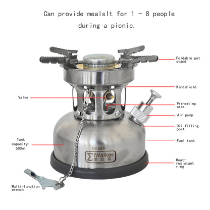 IWALKER DK58A Kerosene/Diesel/Alcohol Stove| Triple Fuel Portable Camping Backpacking Stove Regular