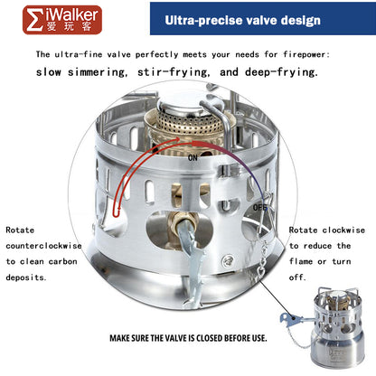 The IWALKER G43S is a compact and portable gasoline stove, which is suitable for cooking during backpacking, mountaineering, hiking and camping trips.